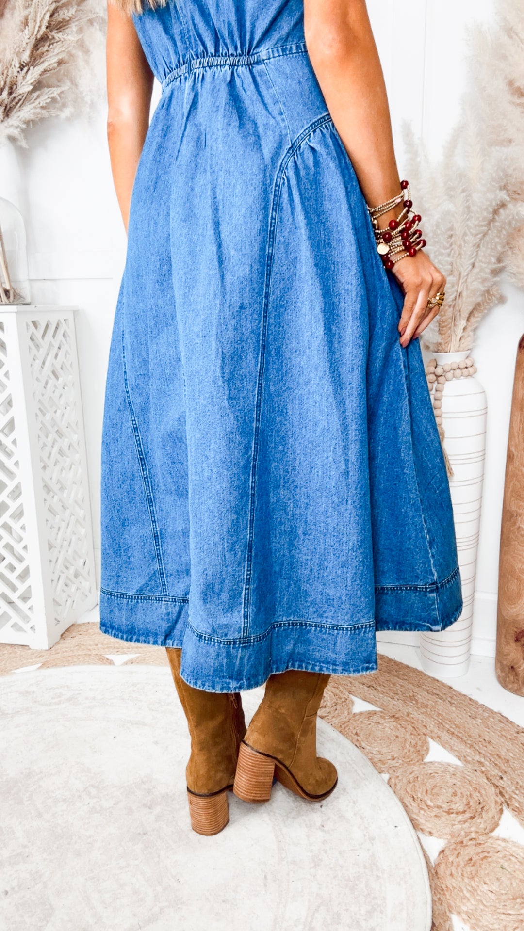 The Greer Denim Midi Dress
