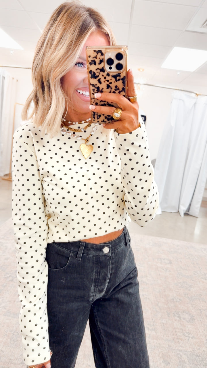 Mina Polka Dot Top-Ivory