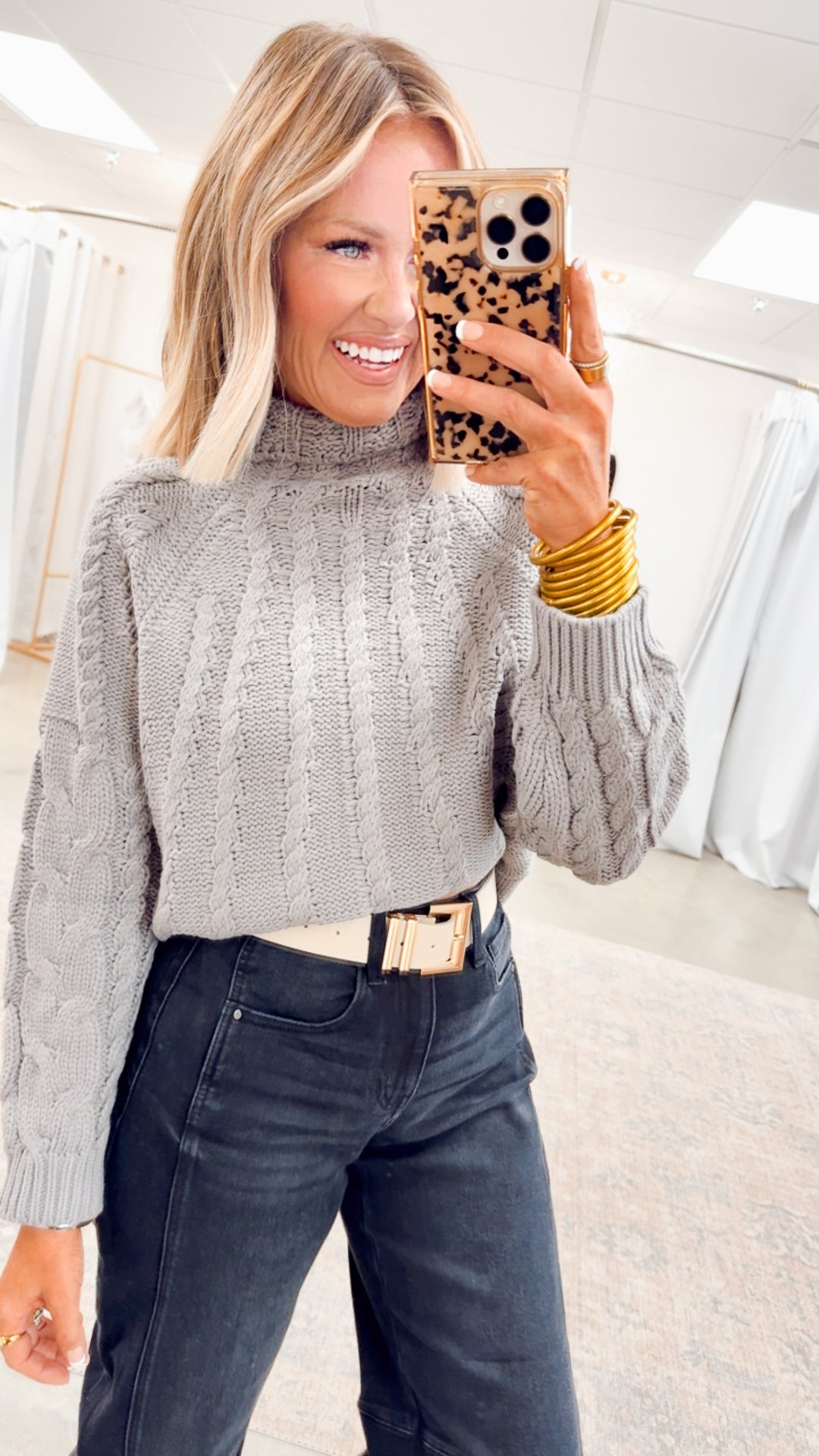 Lush Turtleneck Sweater-Grey