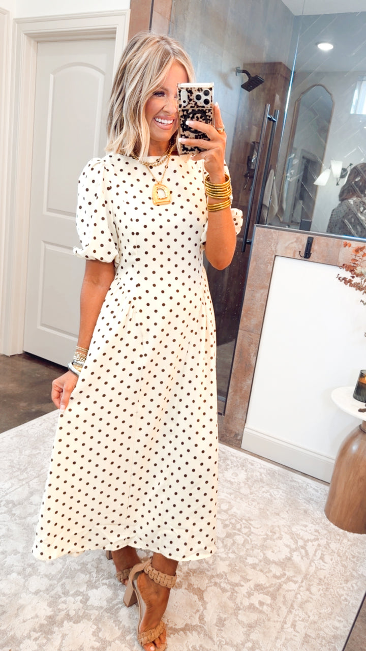 Classic Polka Dot Midi Dress