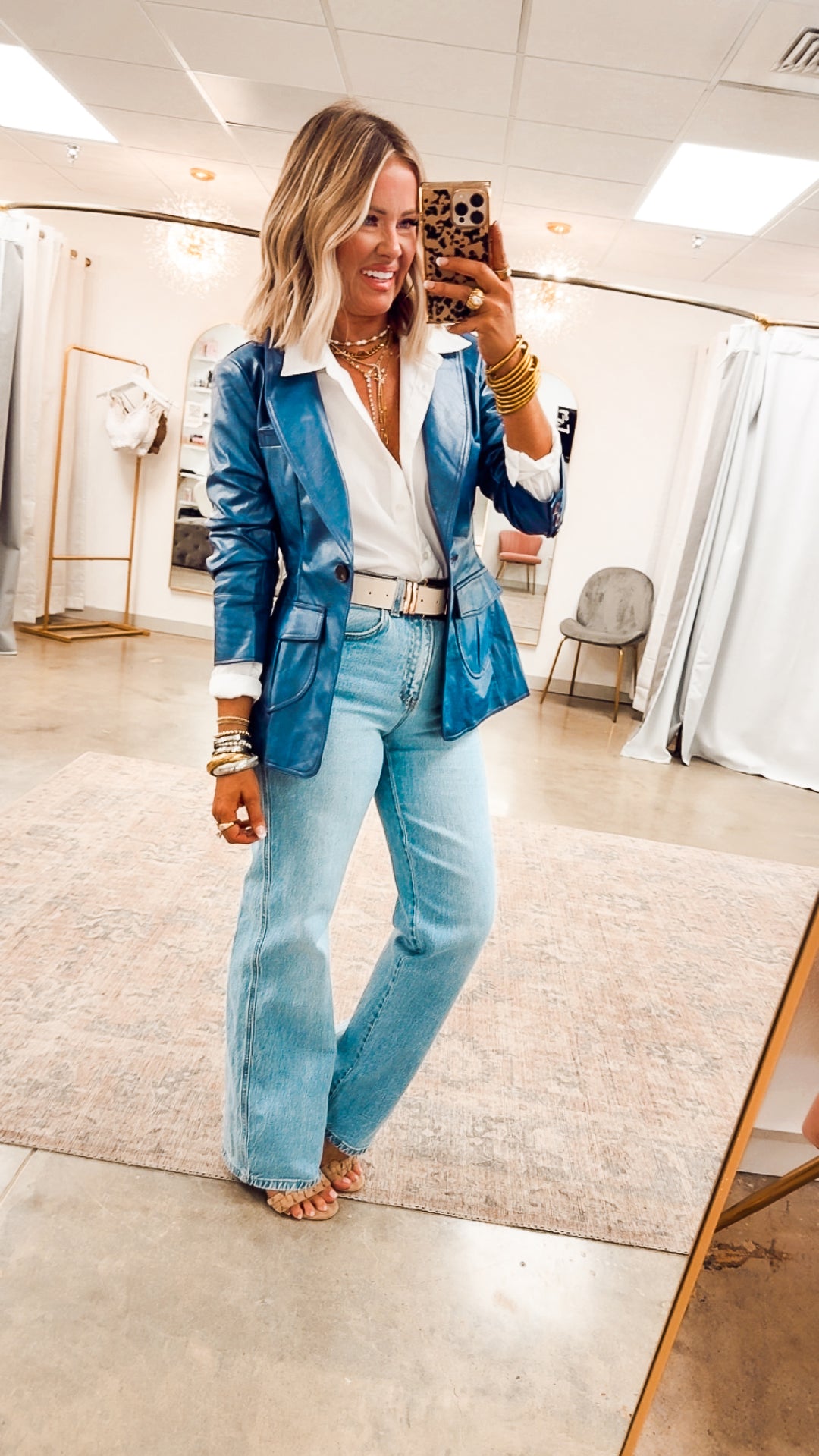 Landry Scrunched Blazer-Blue
