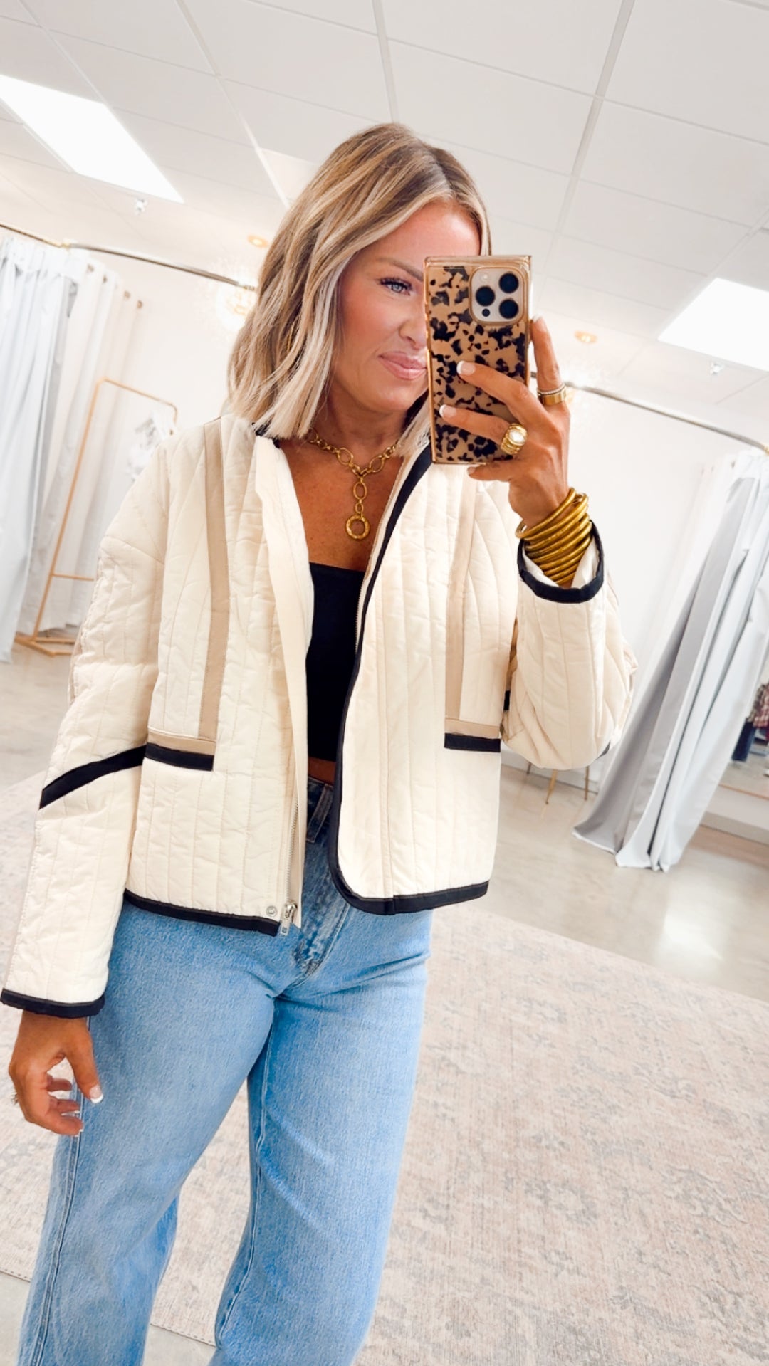 Color Block Quilted Jacket