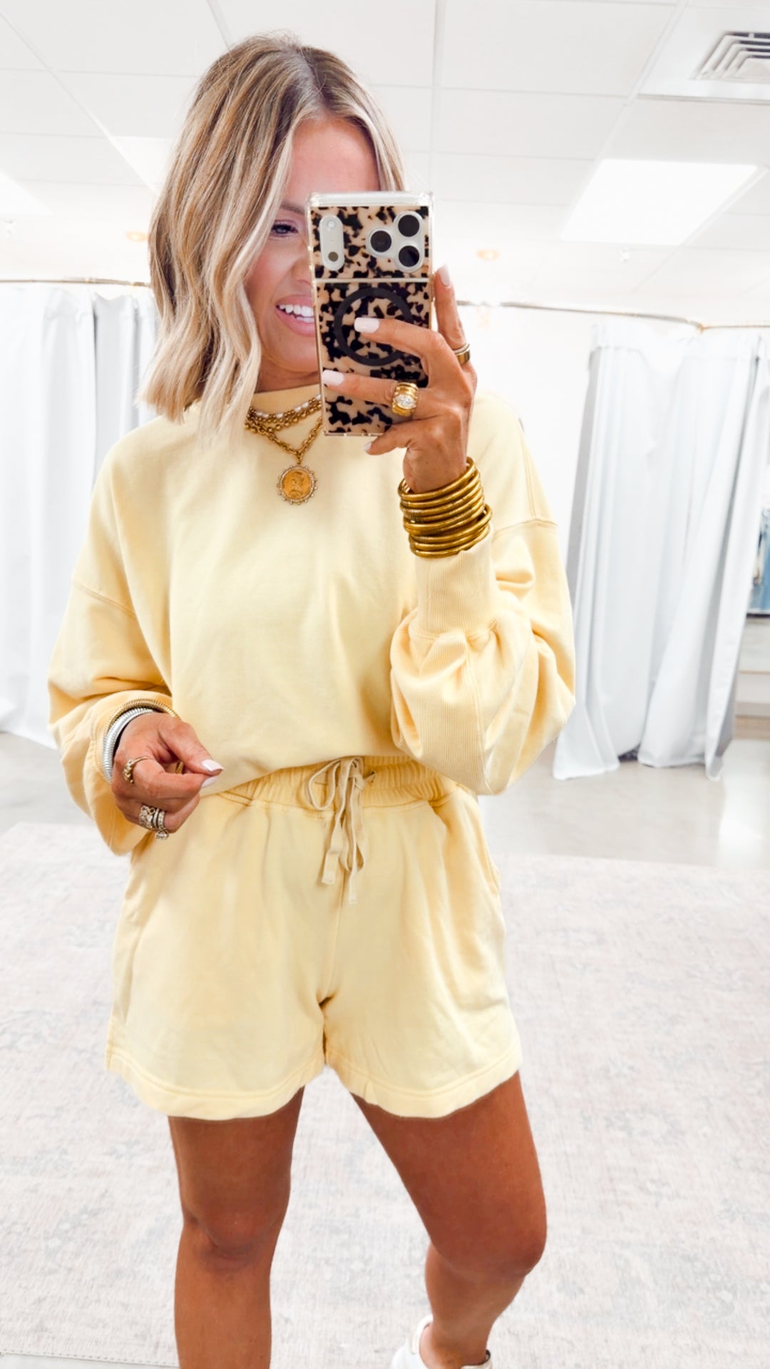 The Cali Washed Short Set-Sweet Corn