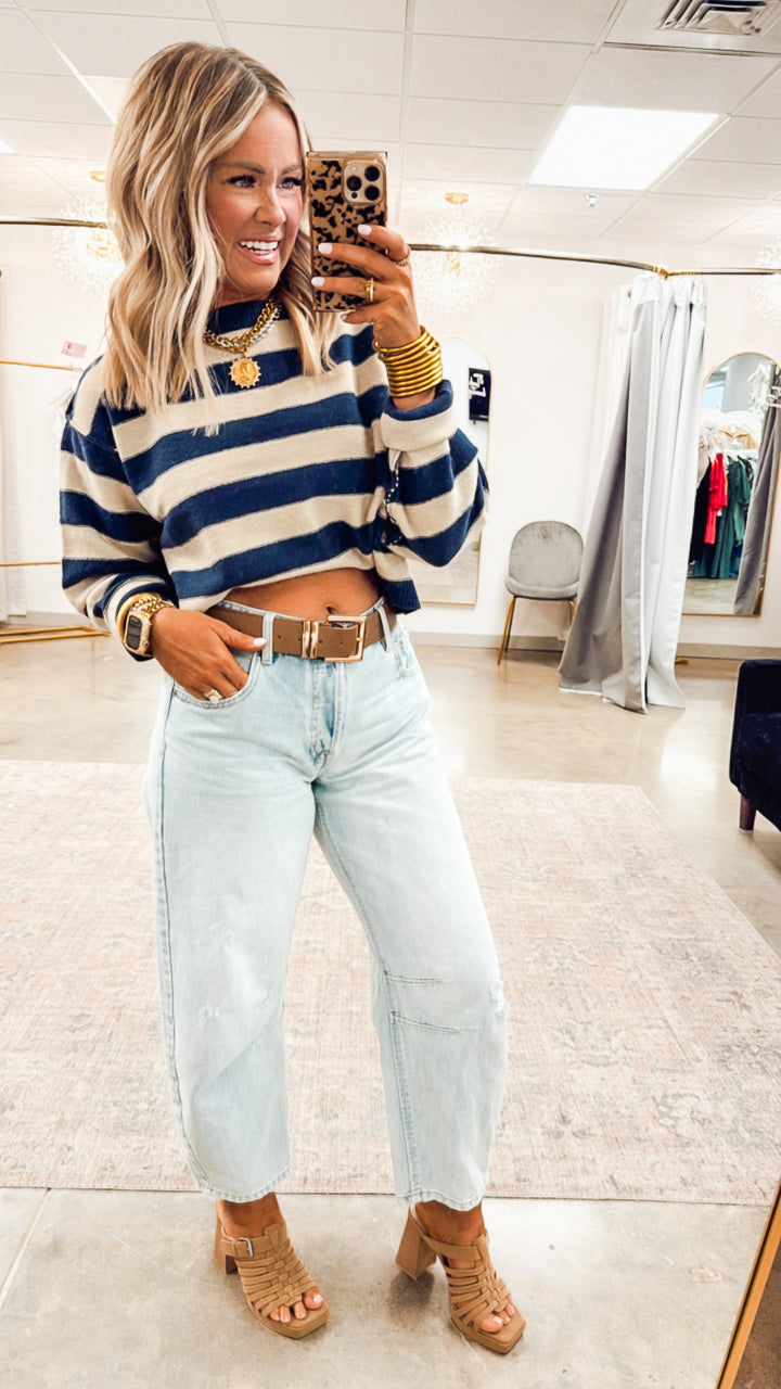 Langston Cropped Sweater-Denim