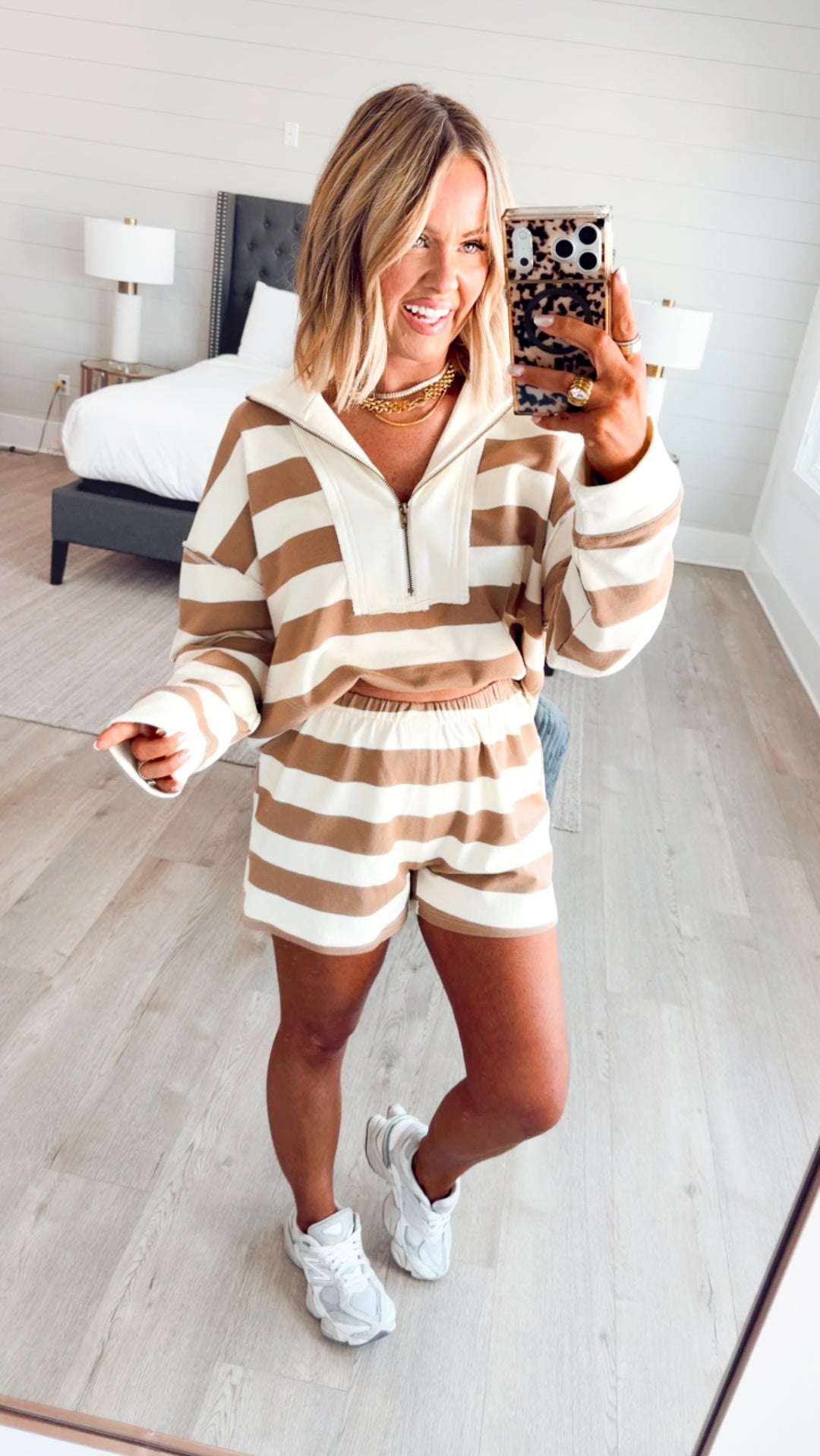 The Everyday Half-Zip Set- Mocha/Cream