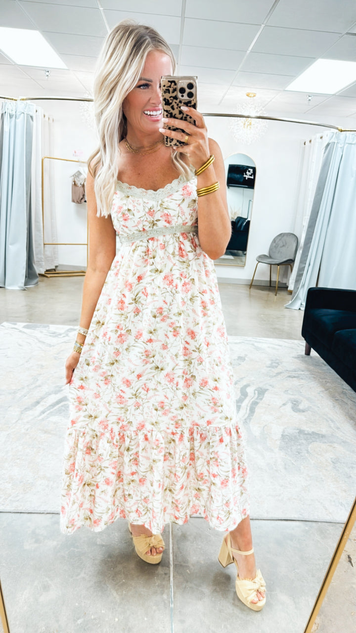 Giselle Lace Trim Midi Dress