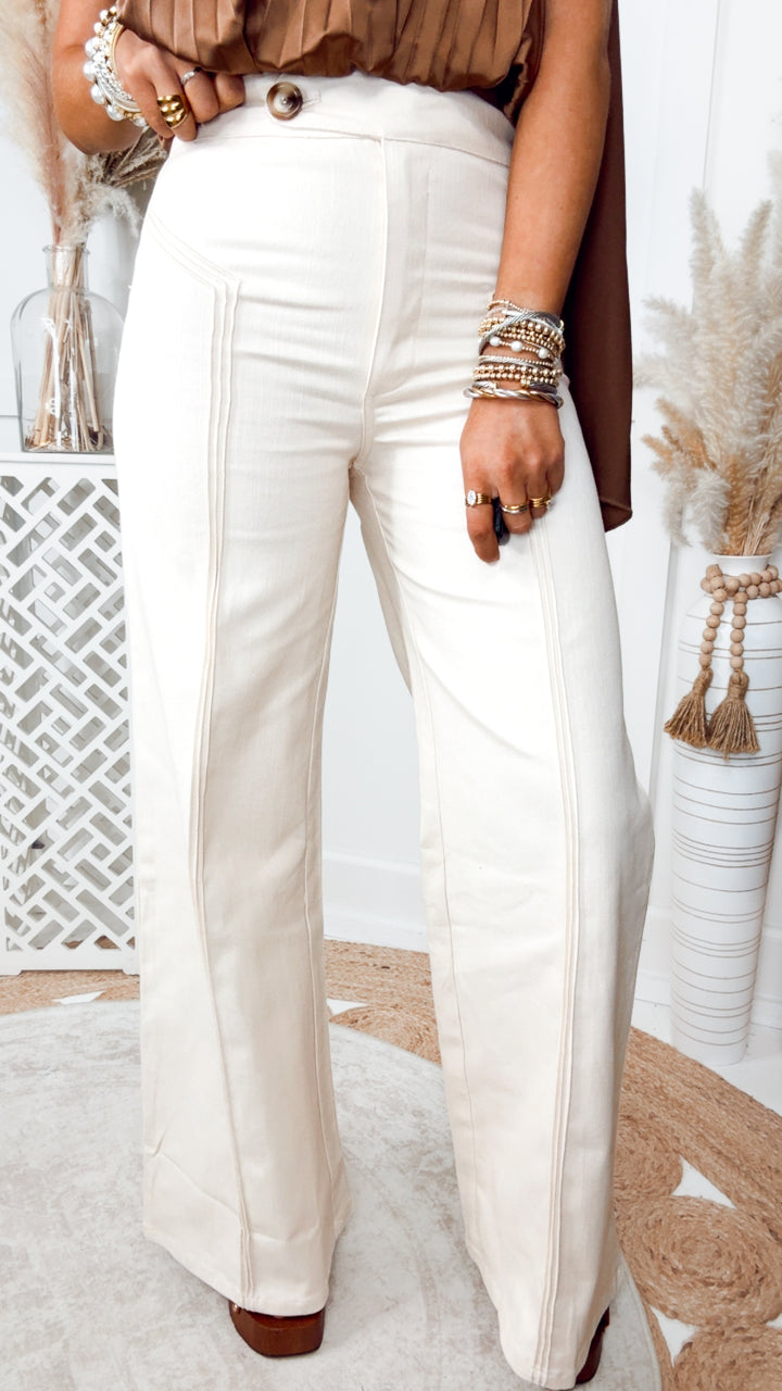 Katherine High Waisted Wide Leg Jean-Ecru