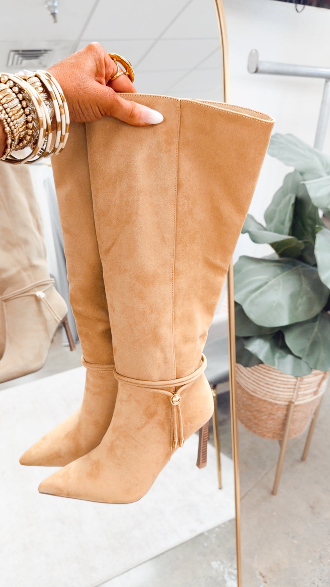 The Niko Knee High Boot-Beige