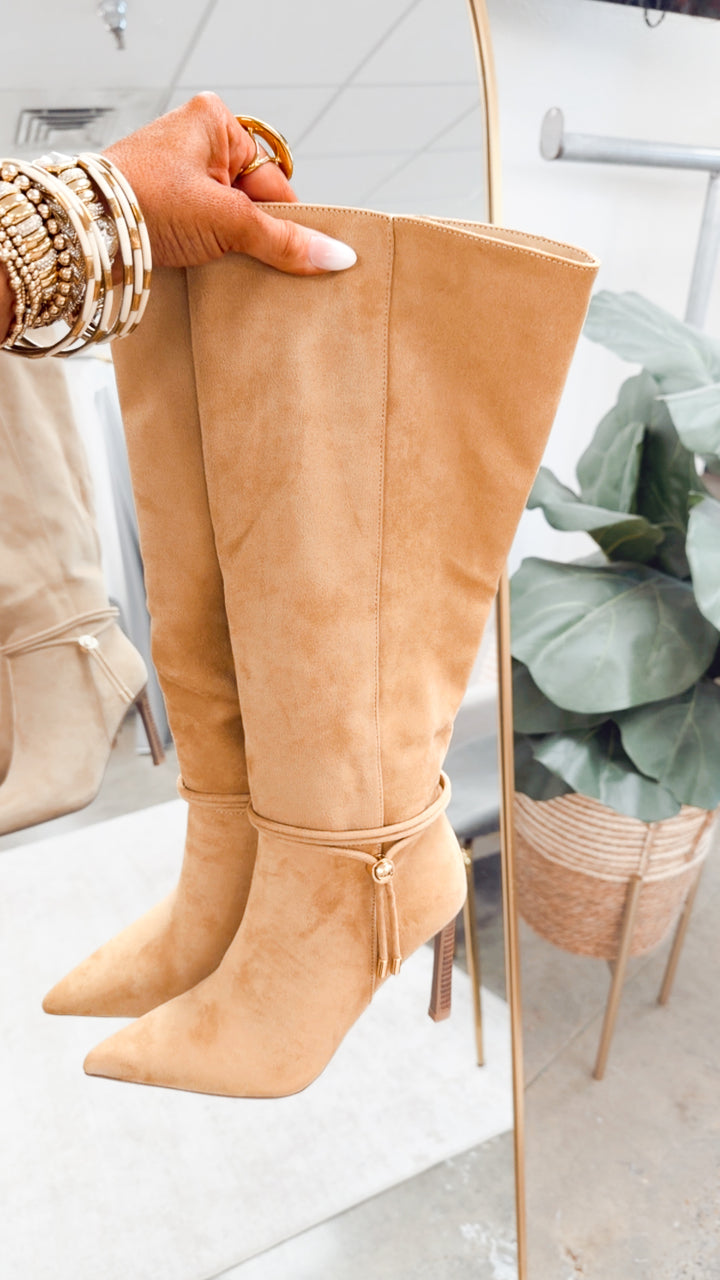 The Niko Knee High Boot-Beige