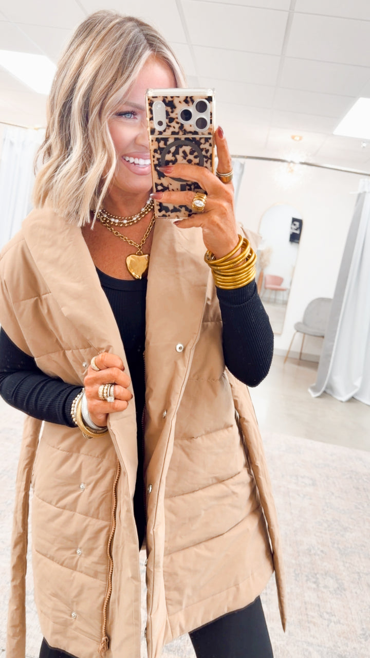 The Vivienne Shawl Vest-Taupe