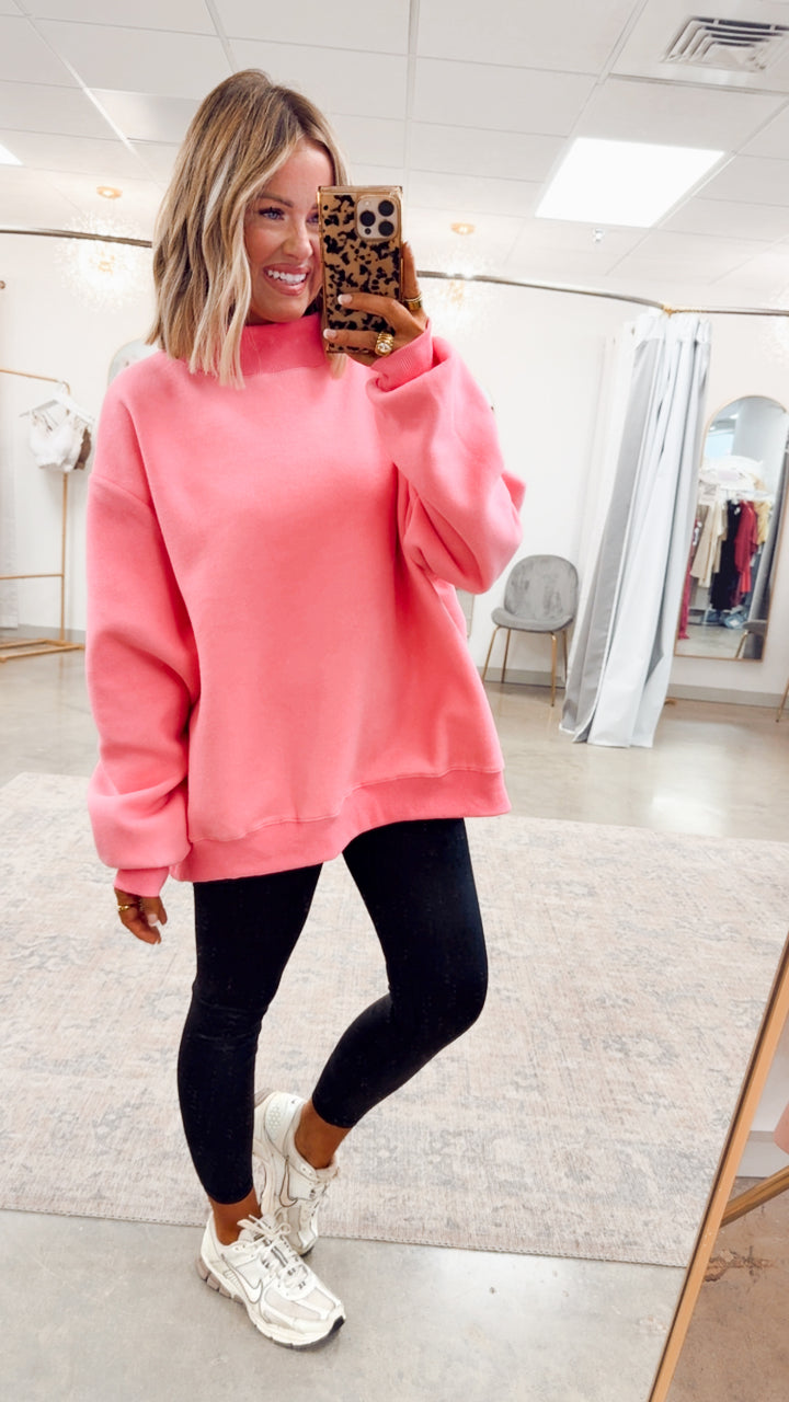 Pink Reversible Mock Neck Sweatshirt
