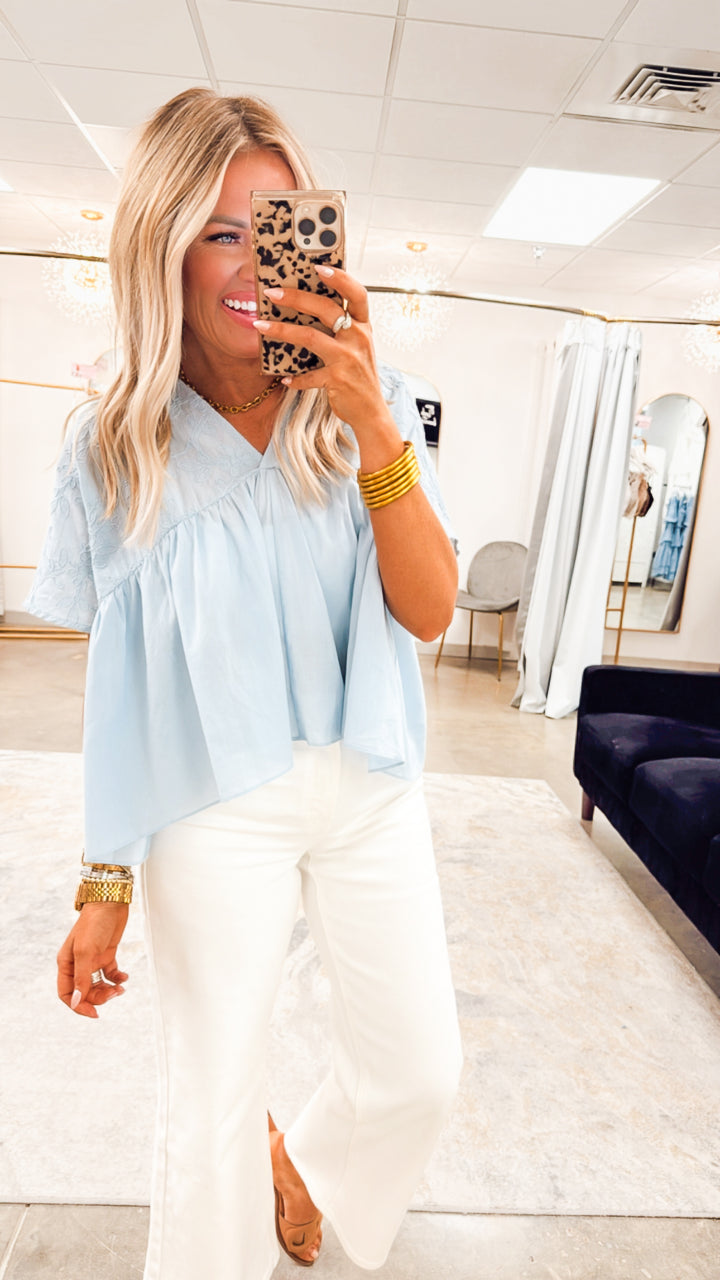 Petal Perfection Top-Blue