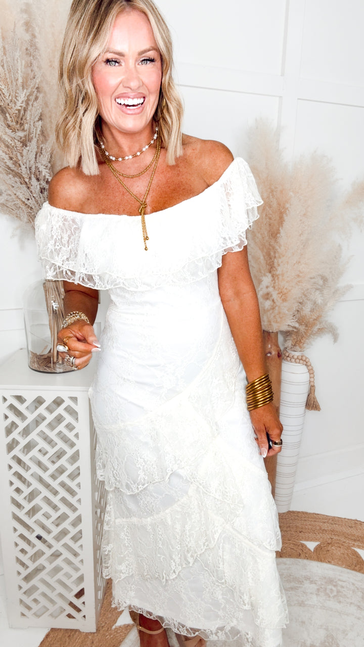 The Enchanted Lace Maxi Dress-Ivory