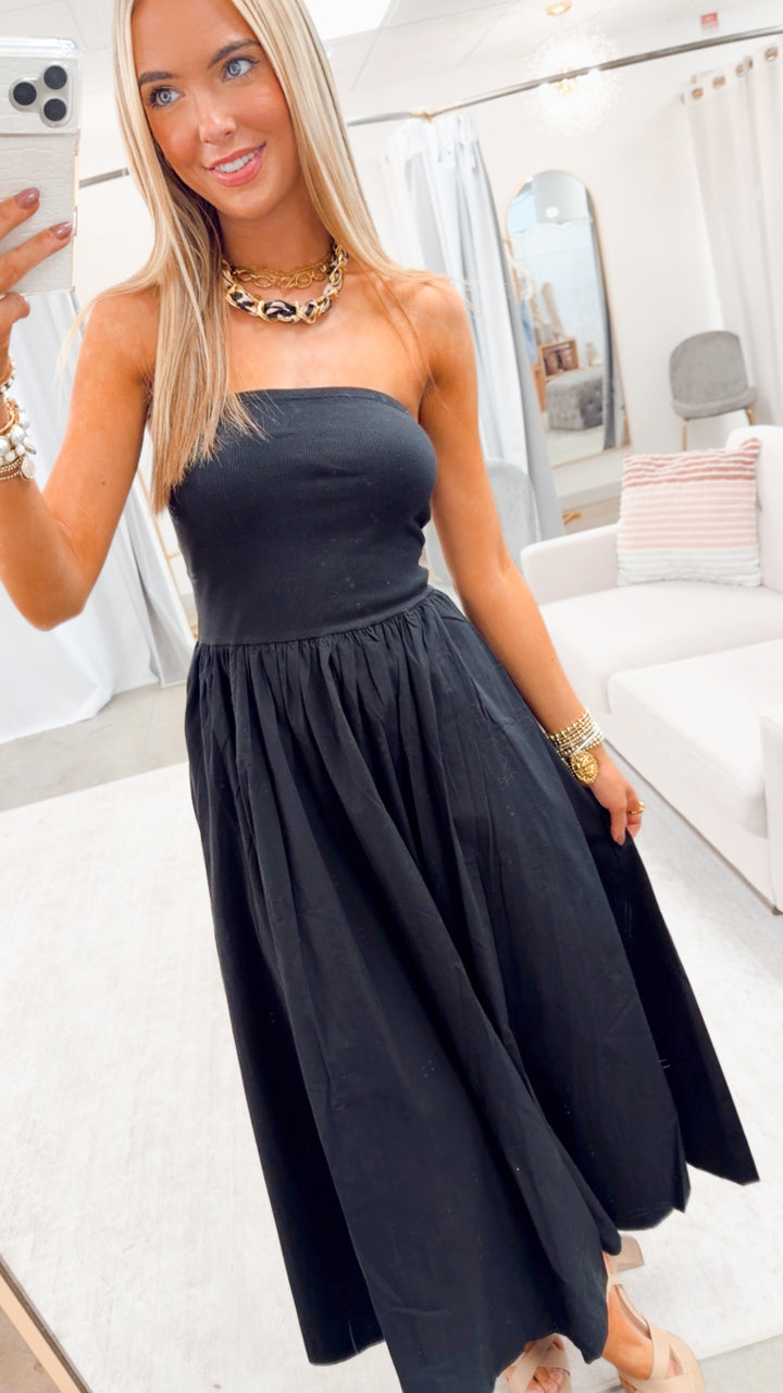 The Tidal Breeze Midi Dress-Black
