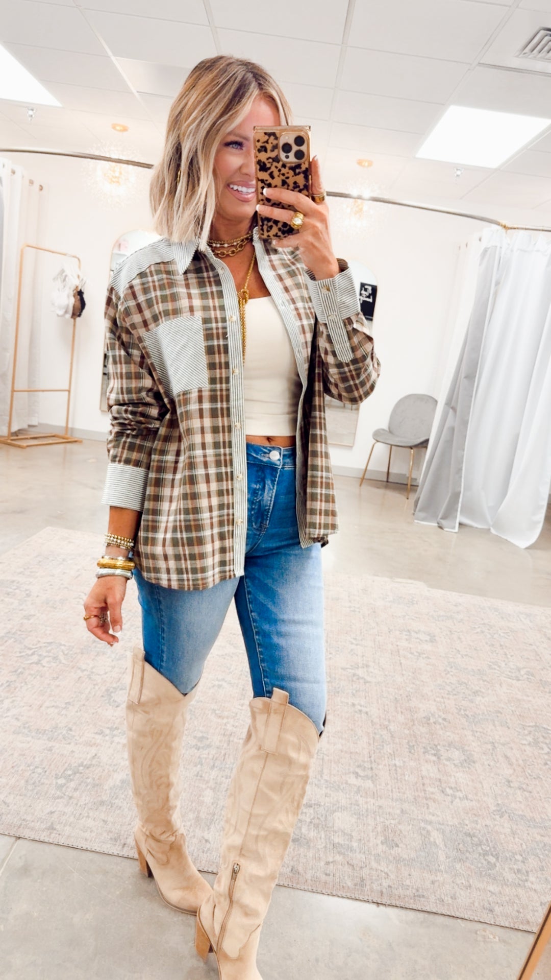 Camden Colorblock Flannel-Forest