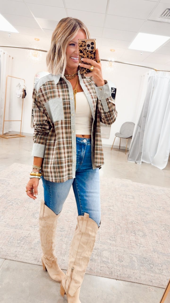 Camden Colorblock Flannel-Forest