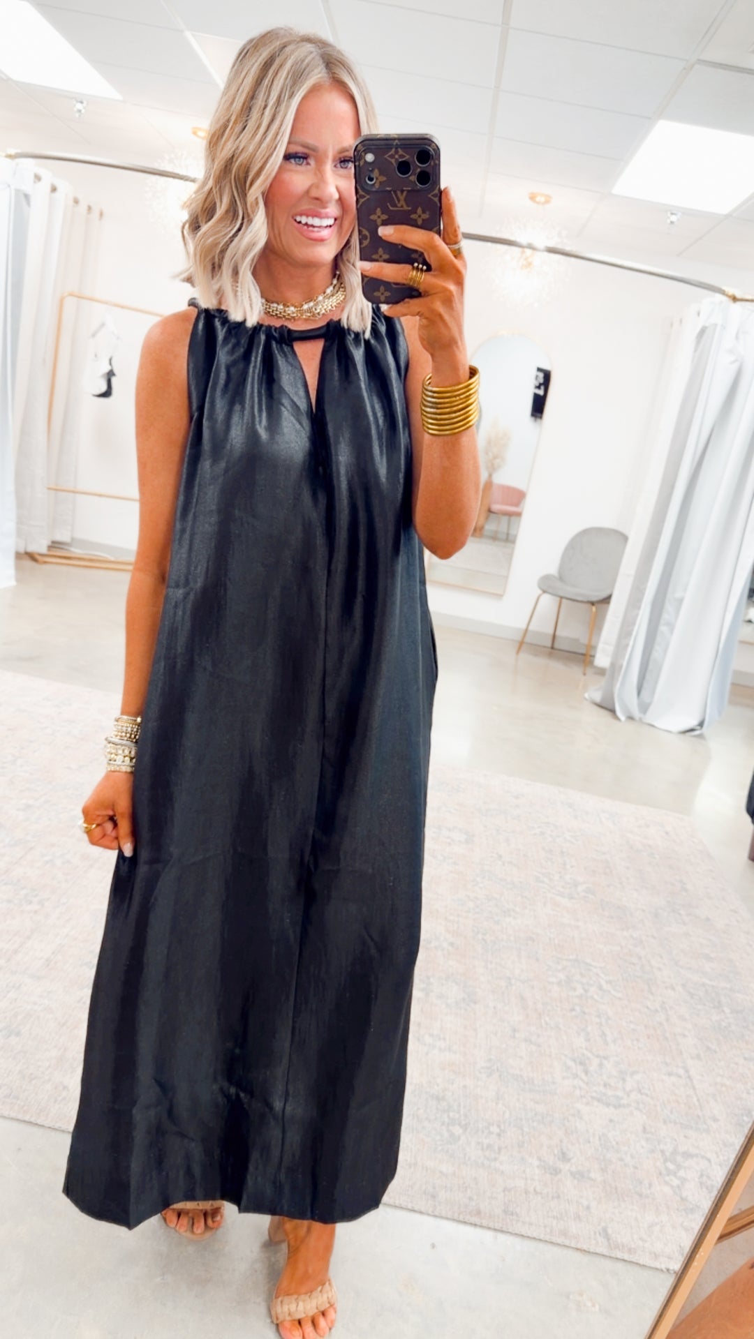 Halter Tie Back Dress-Black