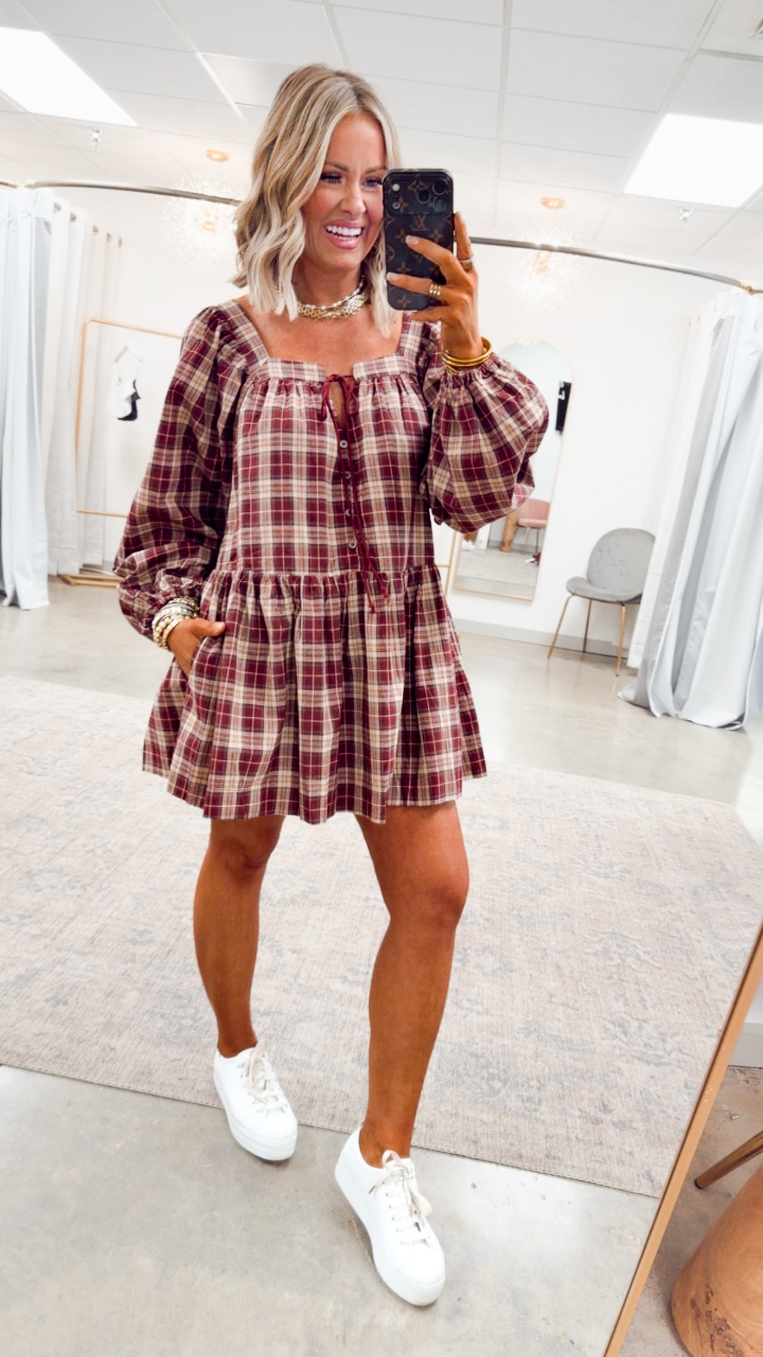 Harvest Checkered Mini Dress
