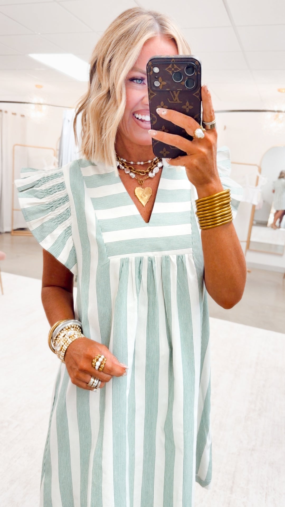 The Sweet Soleil Flutter Dress-Green