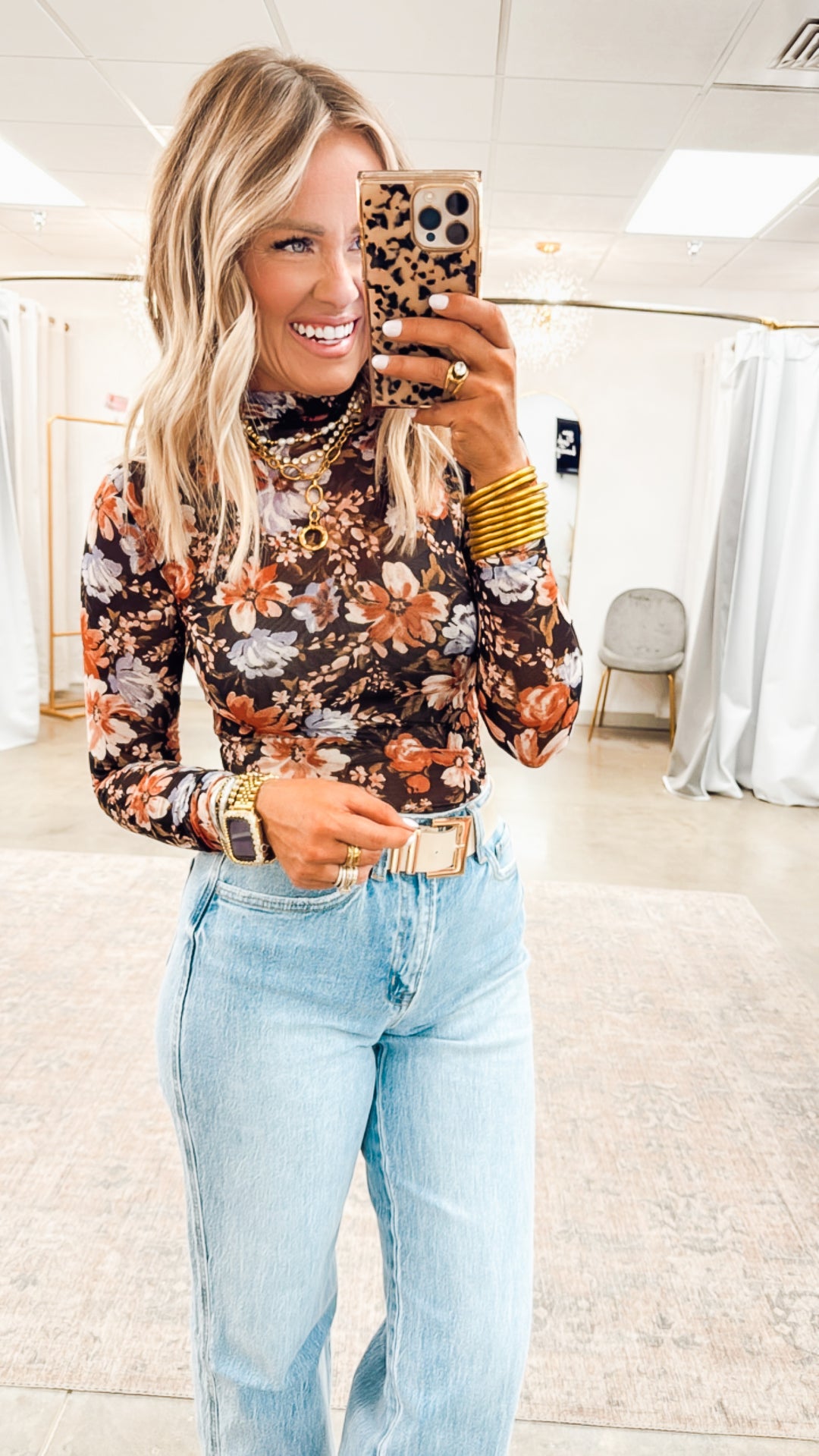 Poppy Mock Neck Mesh Top