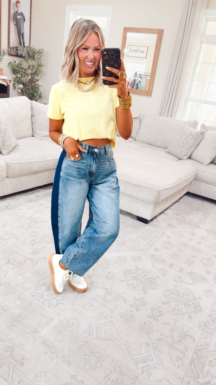 Classic Relaxed Crop Tee-Lemon