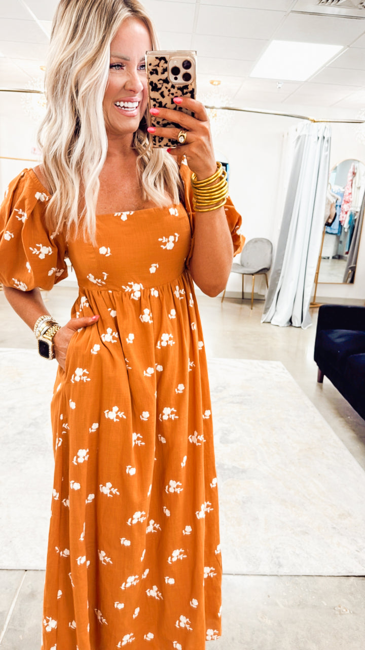 Sunrise Bloom Midi Dress