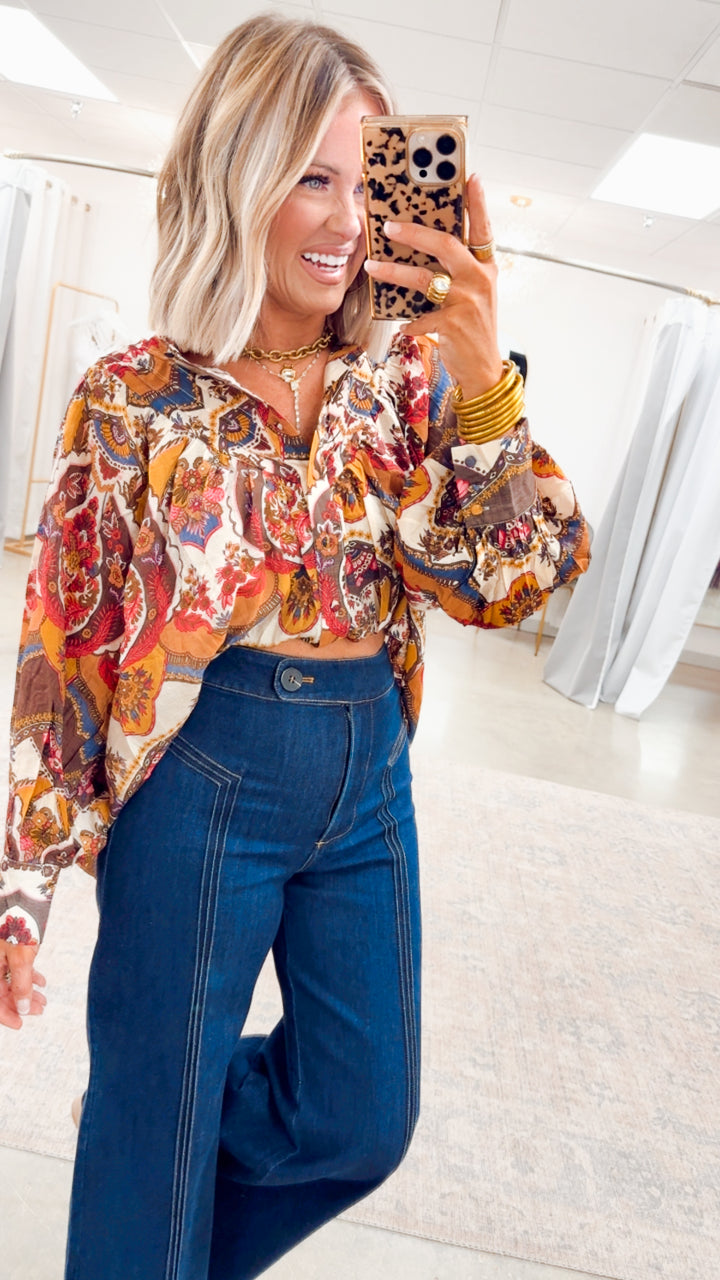 Mirella Printed Blouse-Ruby Amber