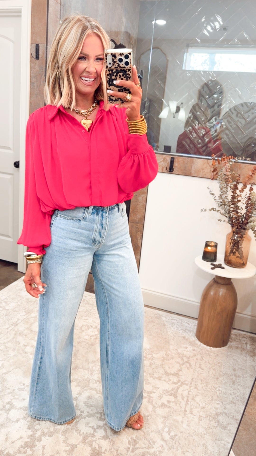 Belle Sleeve Blouse-Raspberry