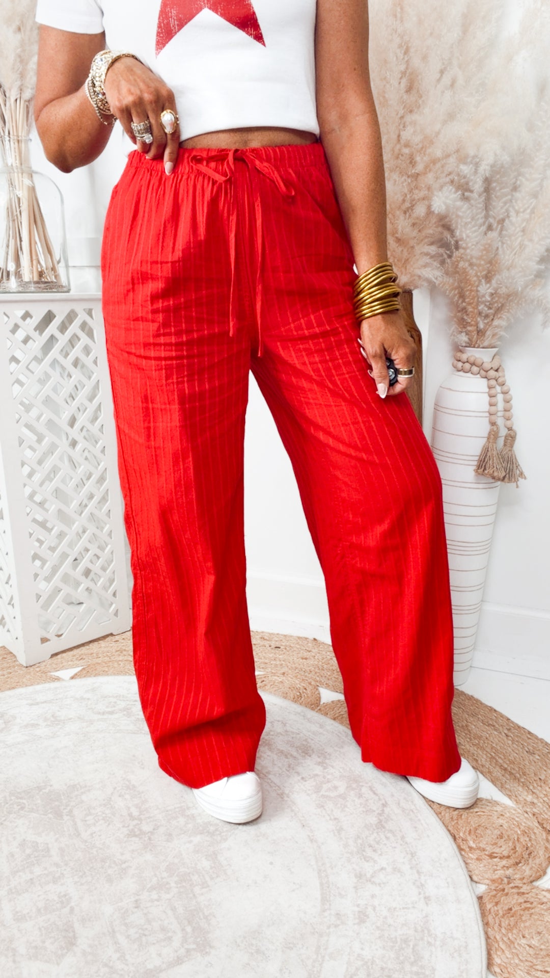 The Scarlet Tide Pants-Red