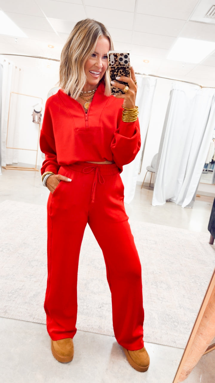 Smooth Form Half Zip Jacket-Red