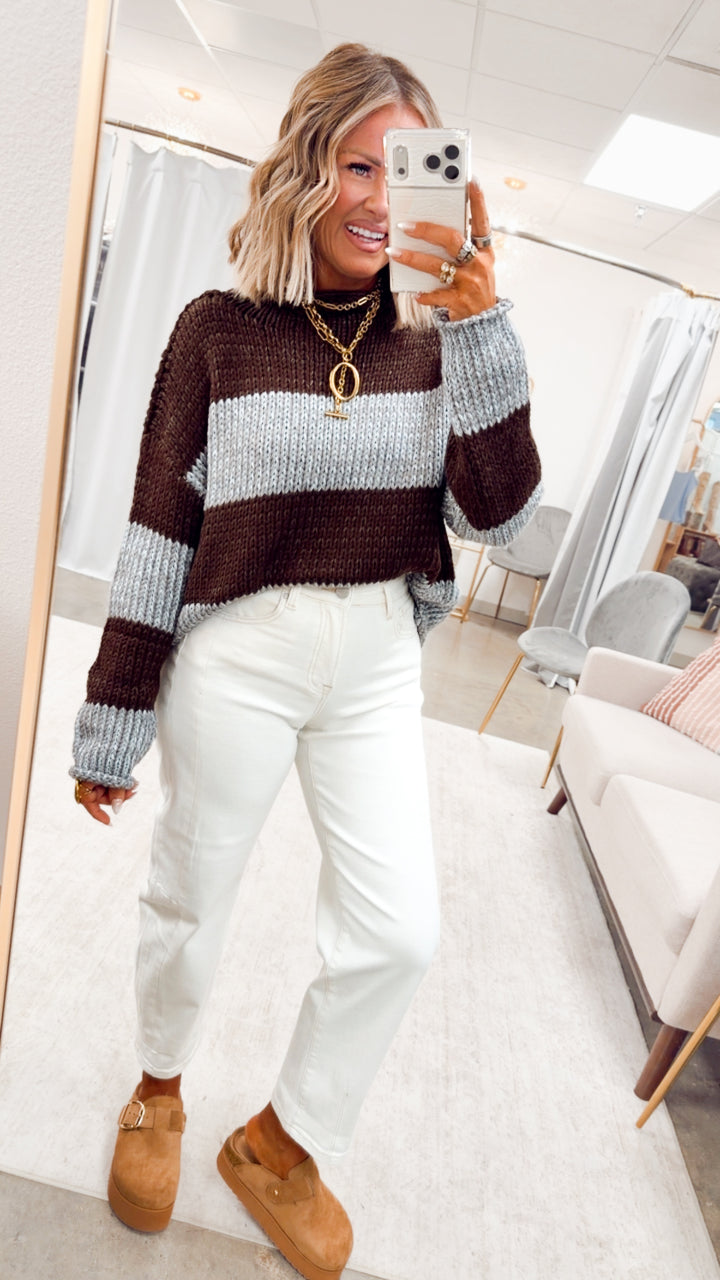 The Westbourne Stripe Sweater-Brown/Blue