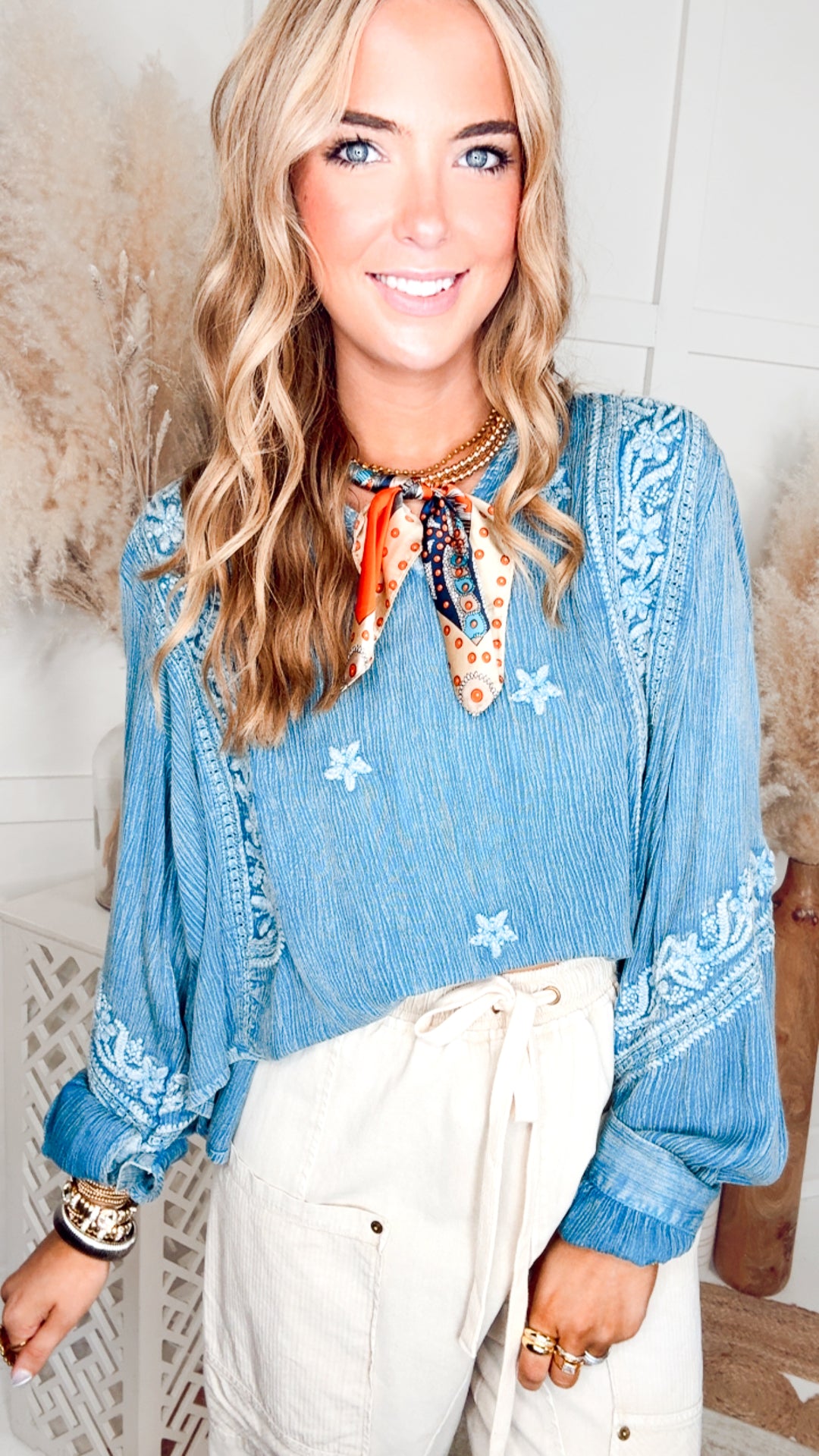 Florence Drift Top-Denim Blue