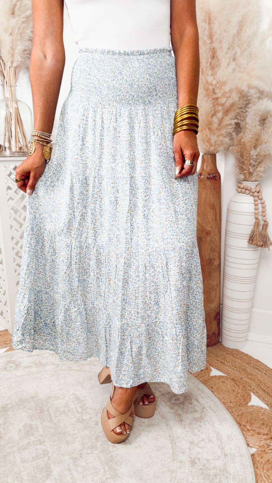 The Floral Charm Midi Skirt
