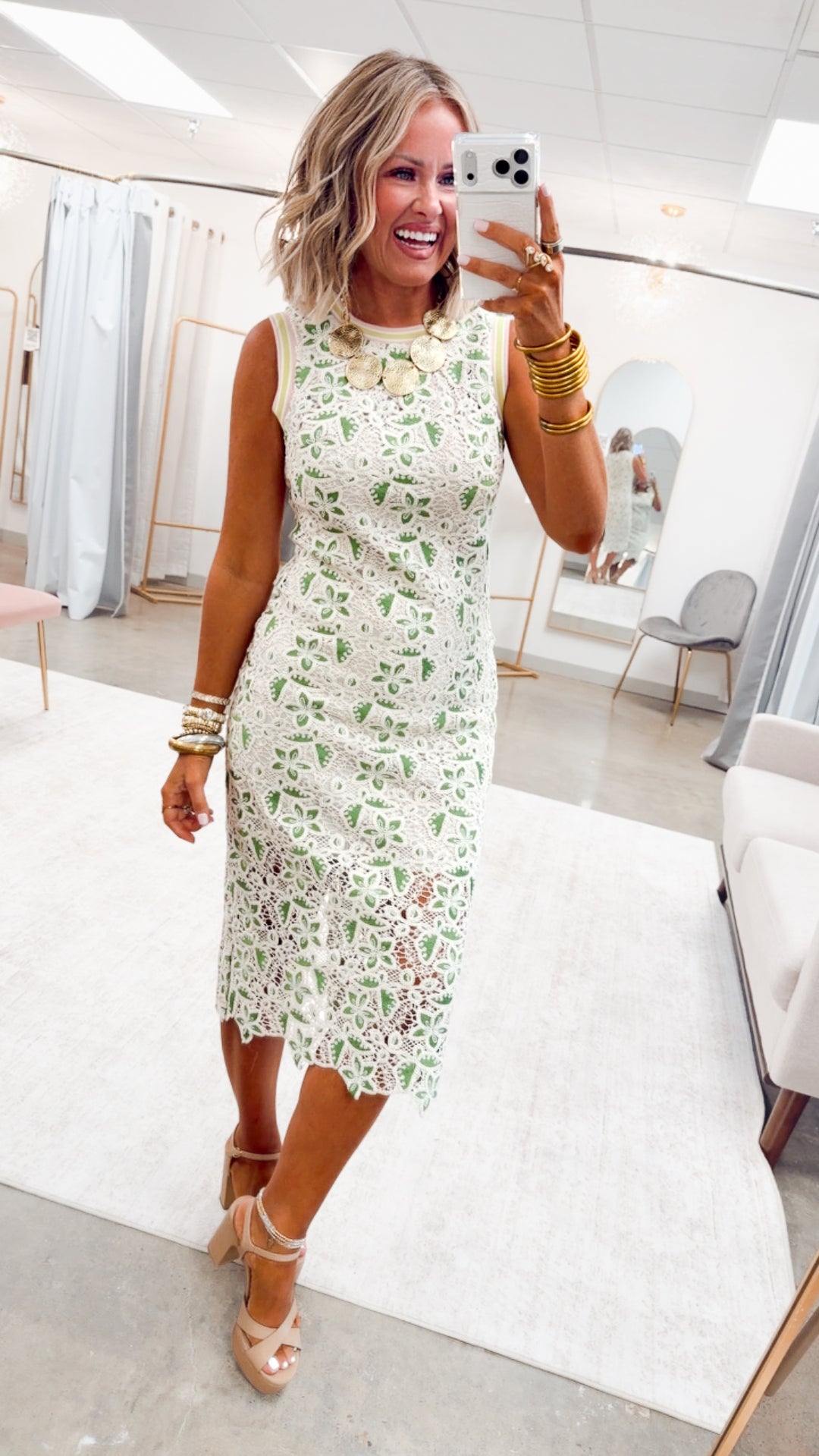 The Berkley Floral Crochet Midi Dress