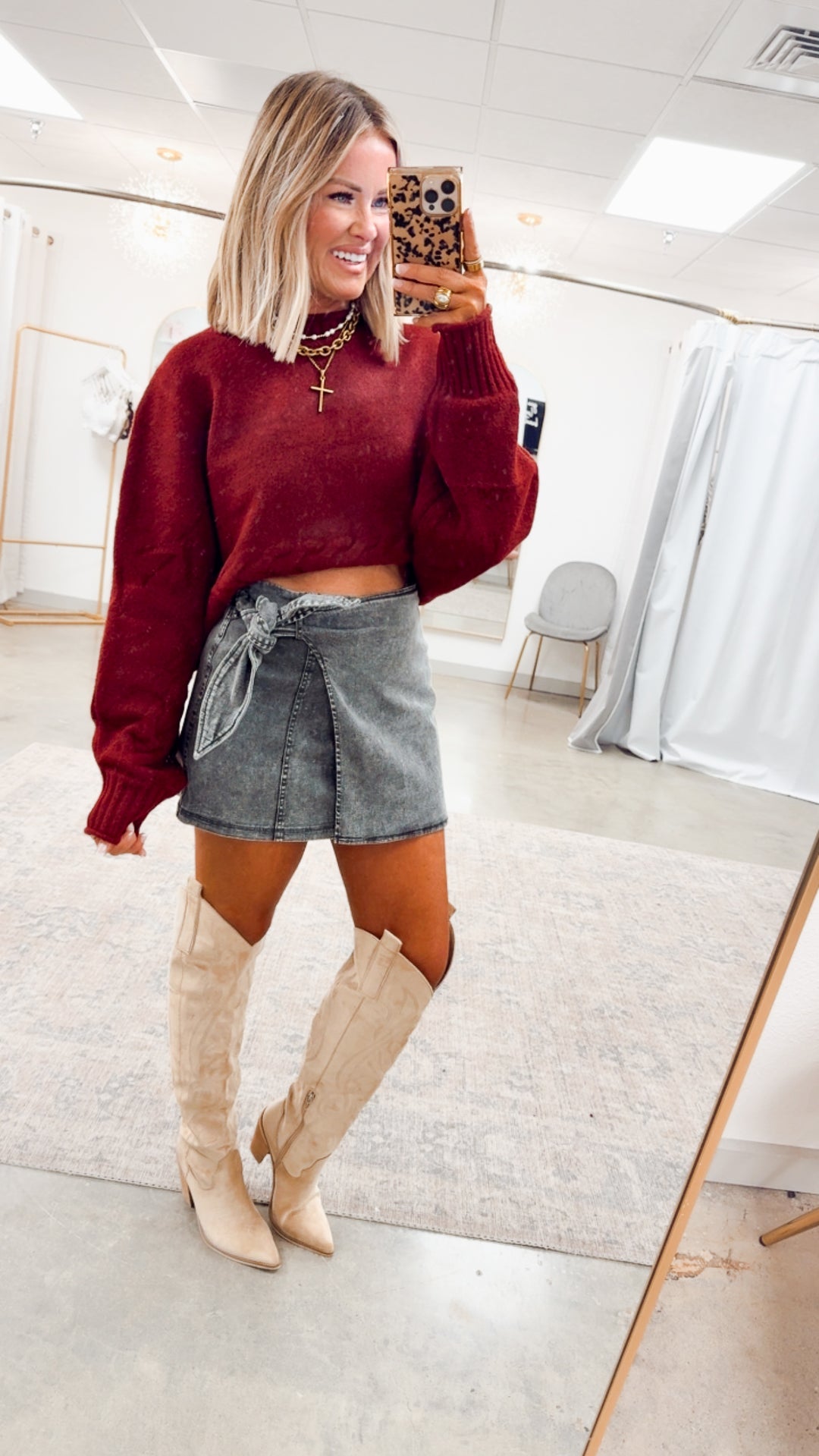 Vale Cropped Sweater Top-Wine
