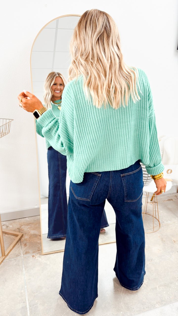 Remi Cropped Sweater-Emerald