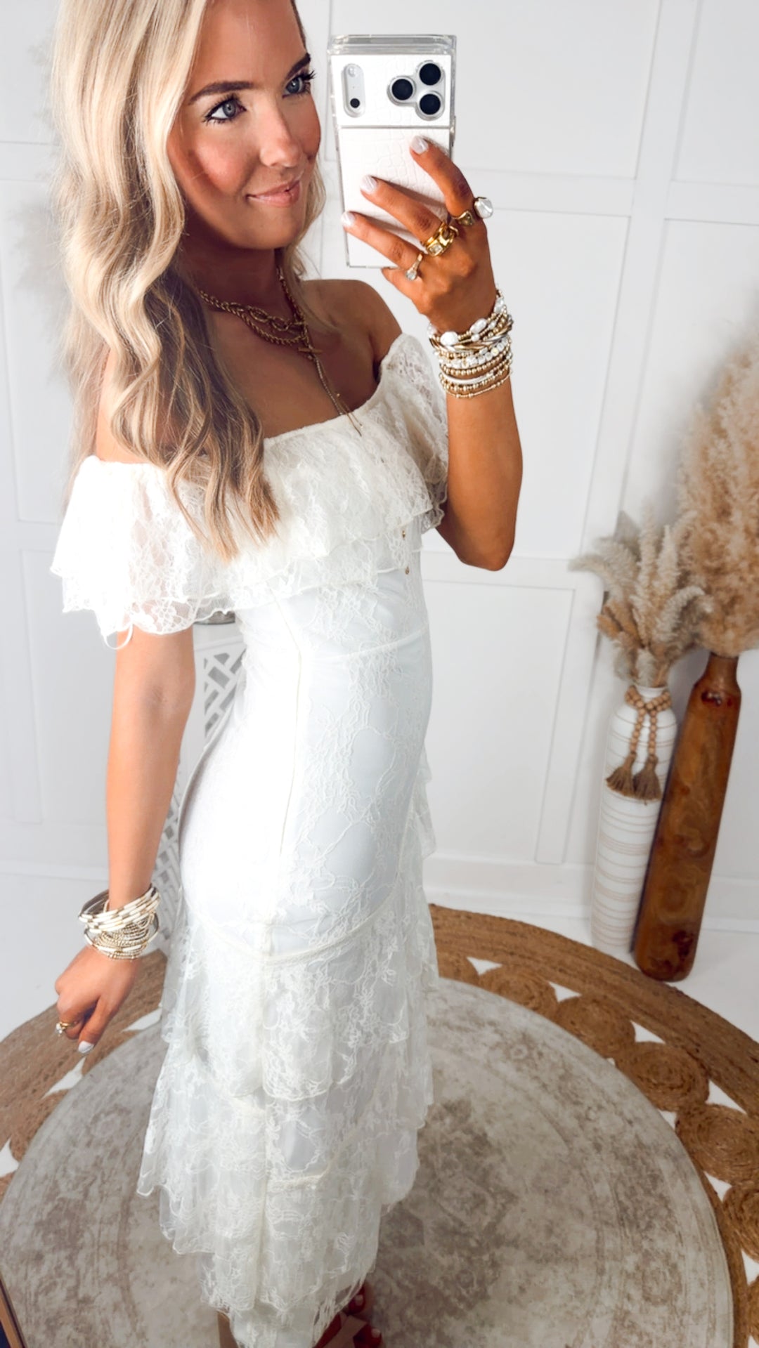 The Enchanted Lace Maxi Dress-Ivory