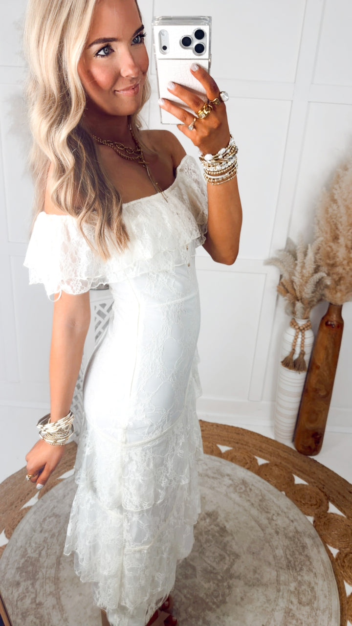 The Enchanted Lace Maxi Dress-Ivory