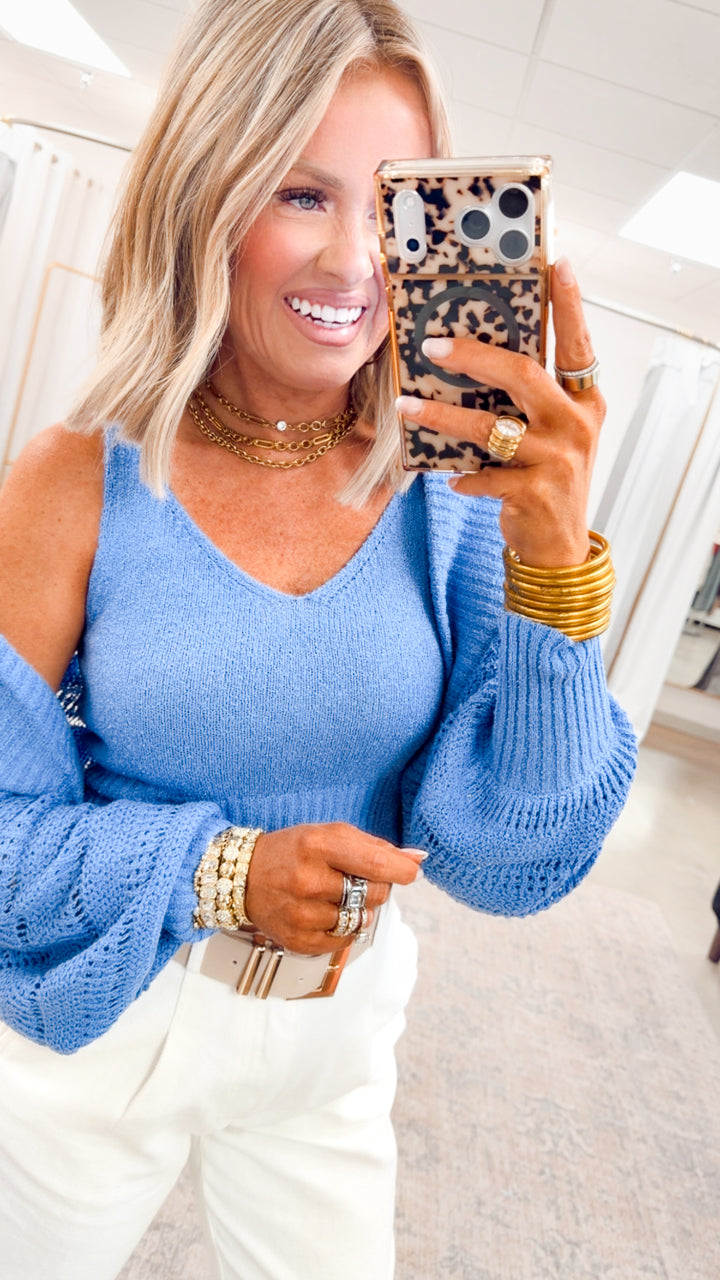 The Seabreeze Top & Cardigan-Chambray