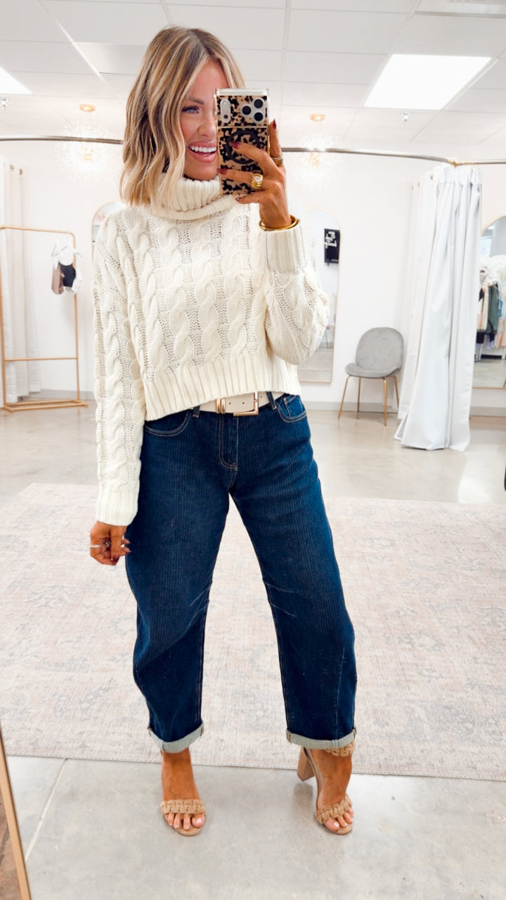 Isabella Turtle Neck Sweater-Cream