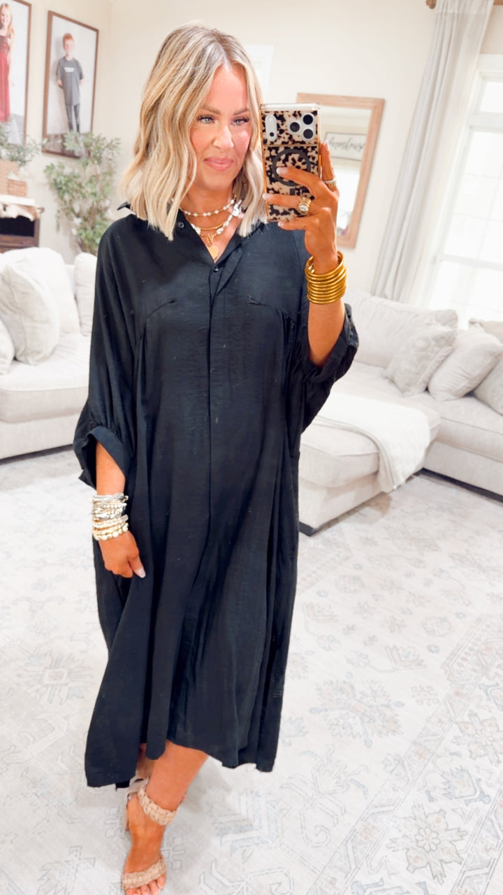 The Haven High-Low Shirt Dress-Black