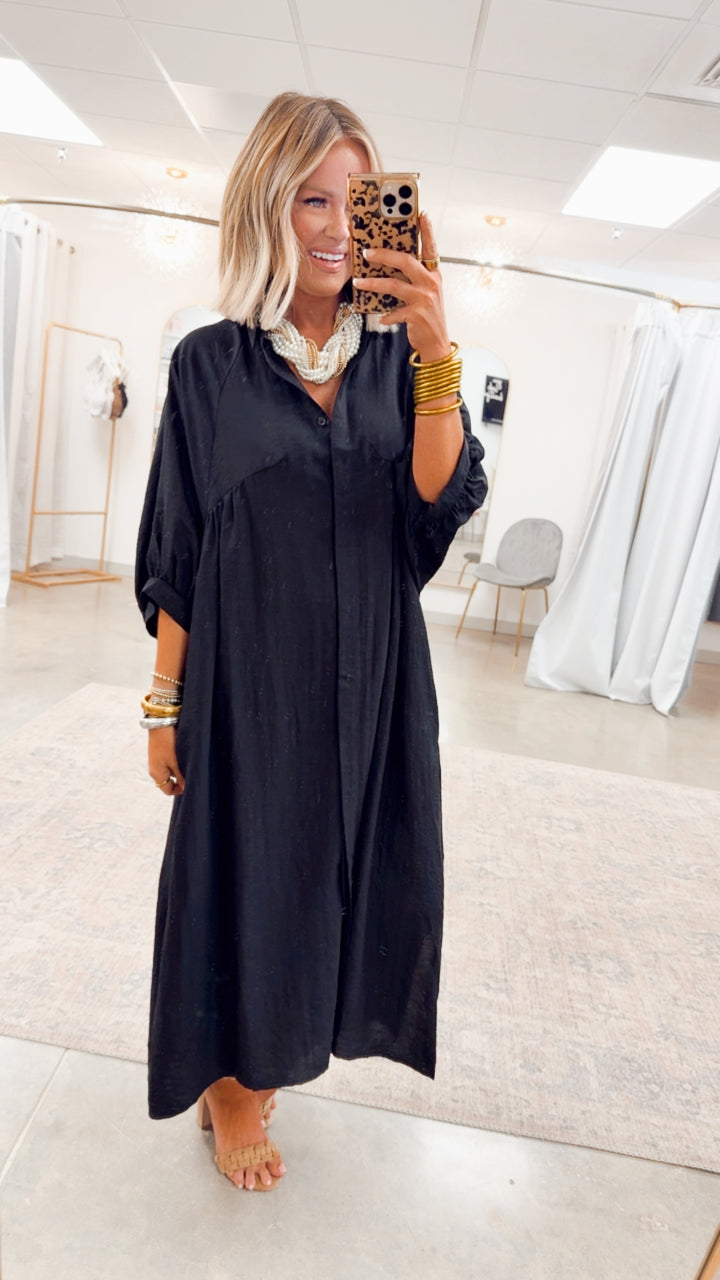 The Haven High-Low Shirt Dress-Black