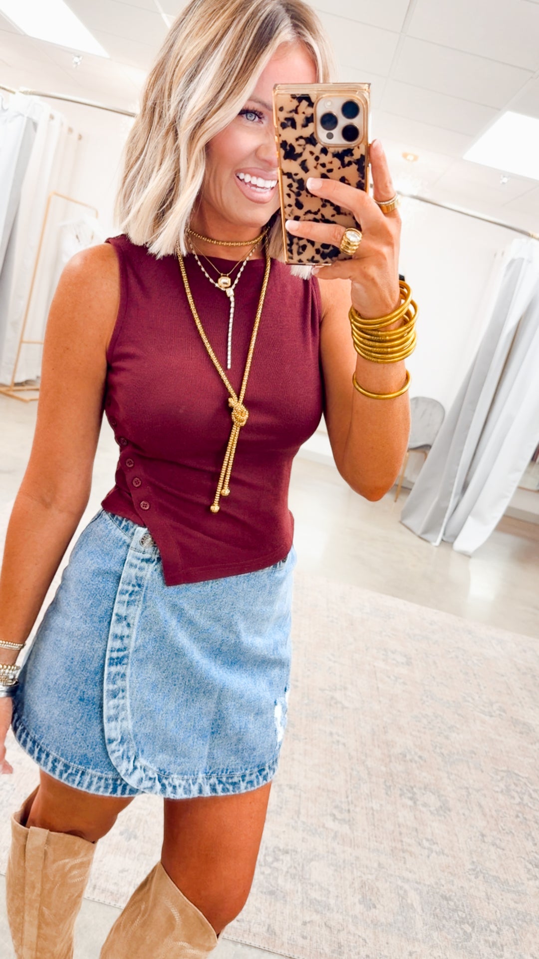 Evie Asymmetrical Hem Tank-Burgundy