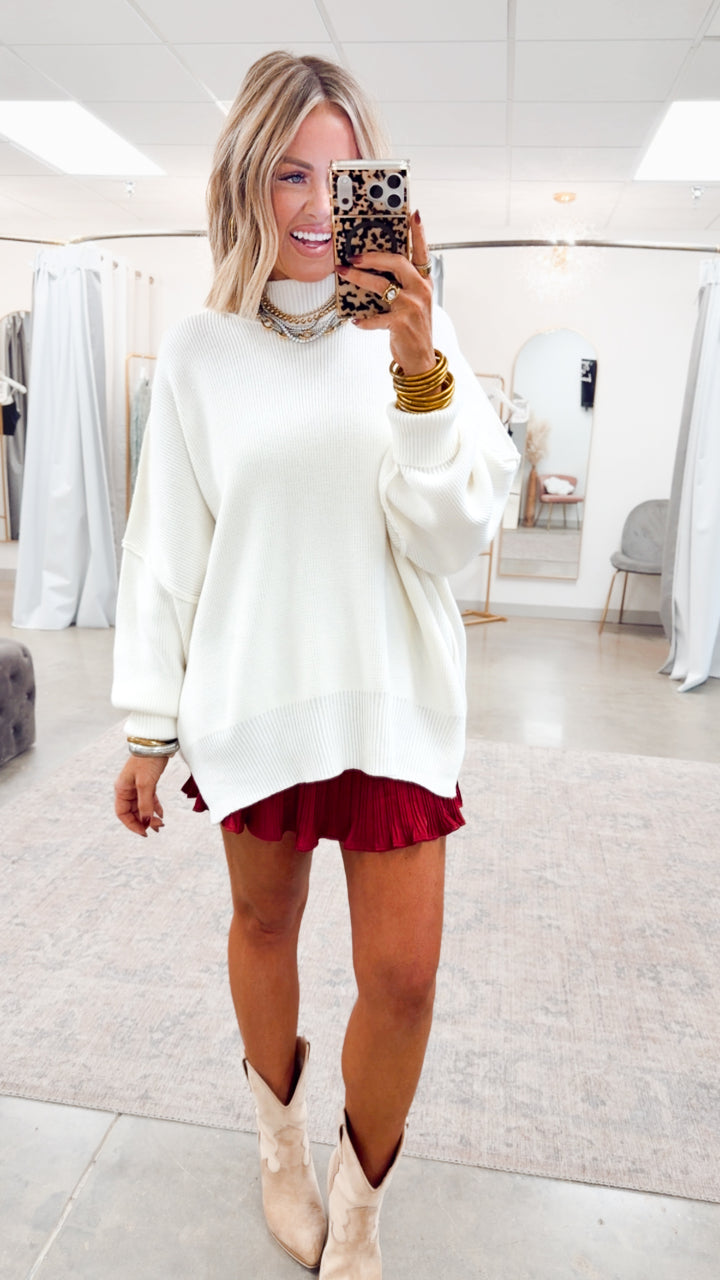 Ivory Chill Mock Neck Sweater
