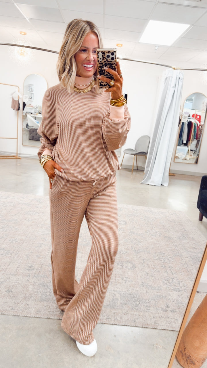 Kourtney Stripe Lounge Set-Rust