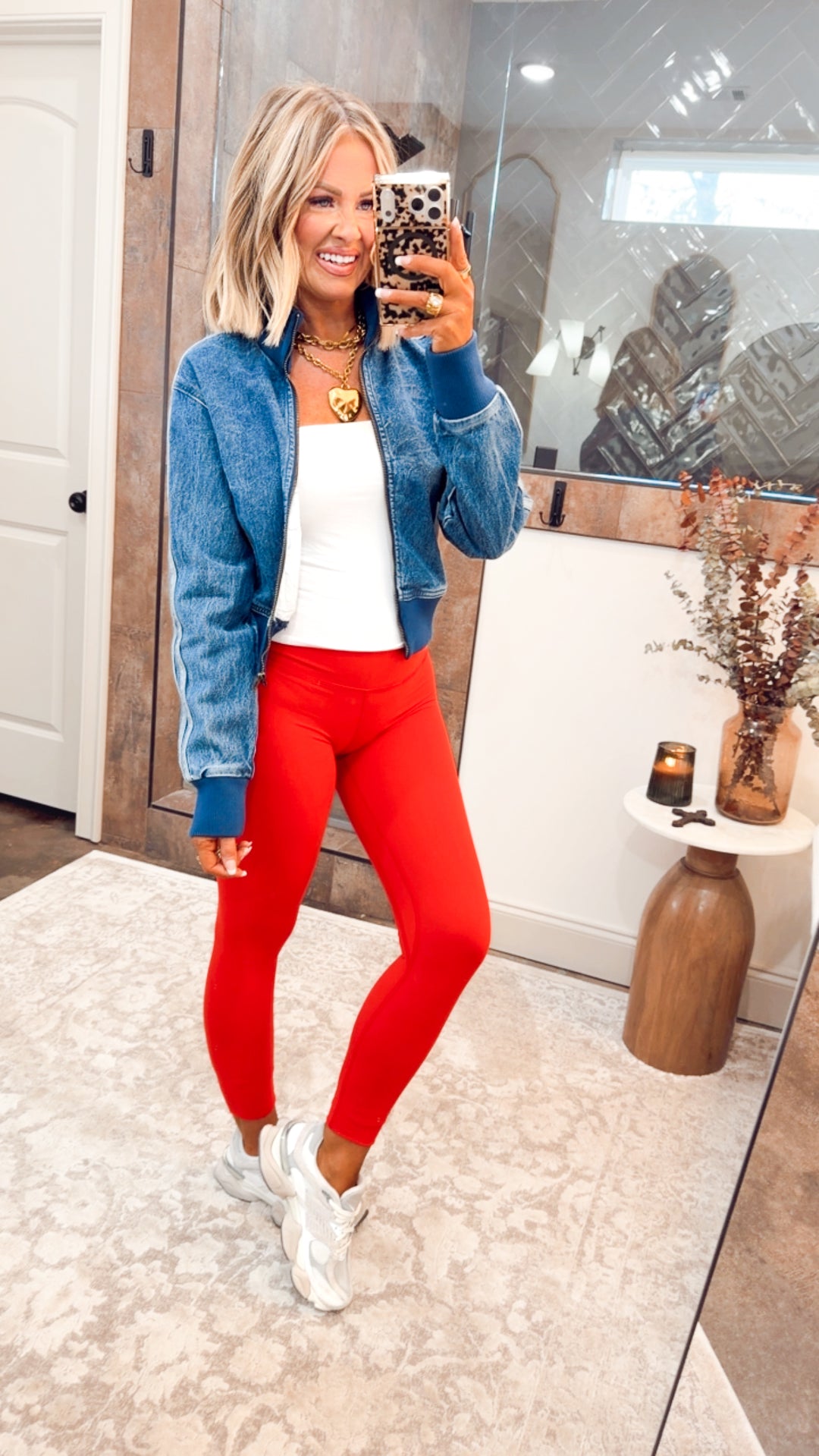 The Varsity Denim Jacket-Medium Wash