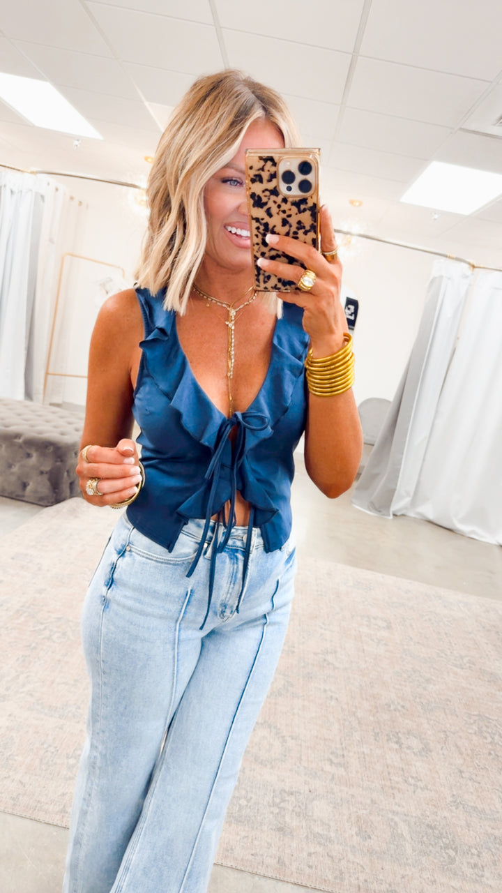 Ryder Ruffle Front Tie Top