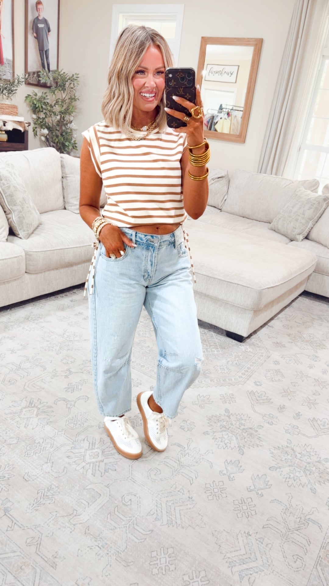 The Shoreline Stripe Top-Clay