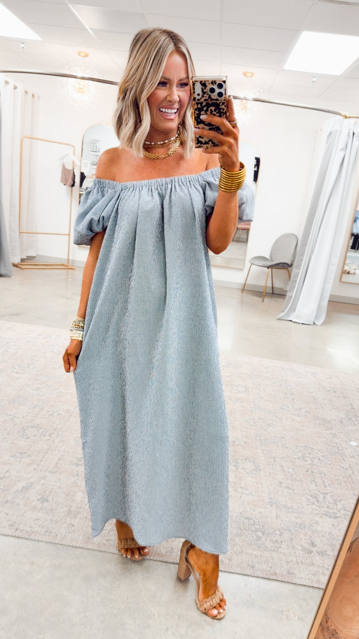 Coastal Gingham Midi Dress