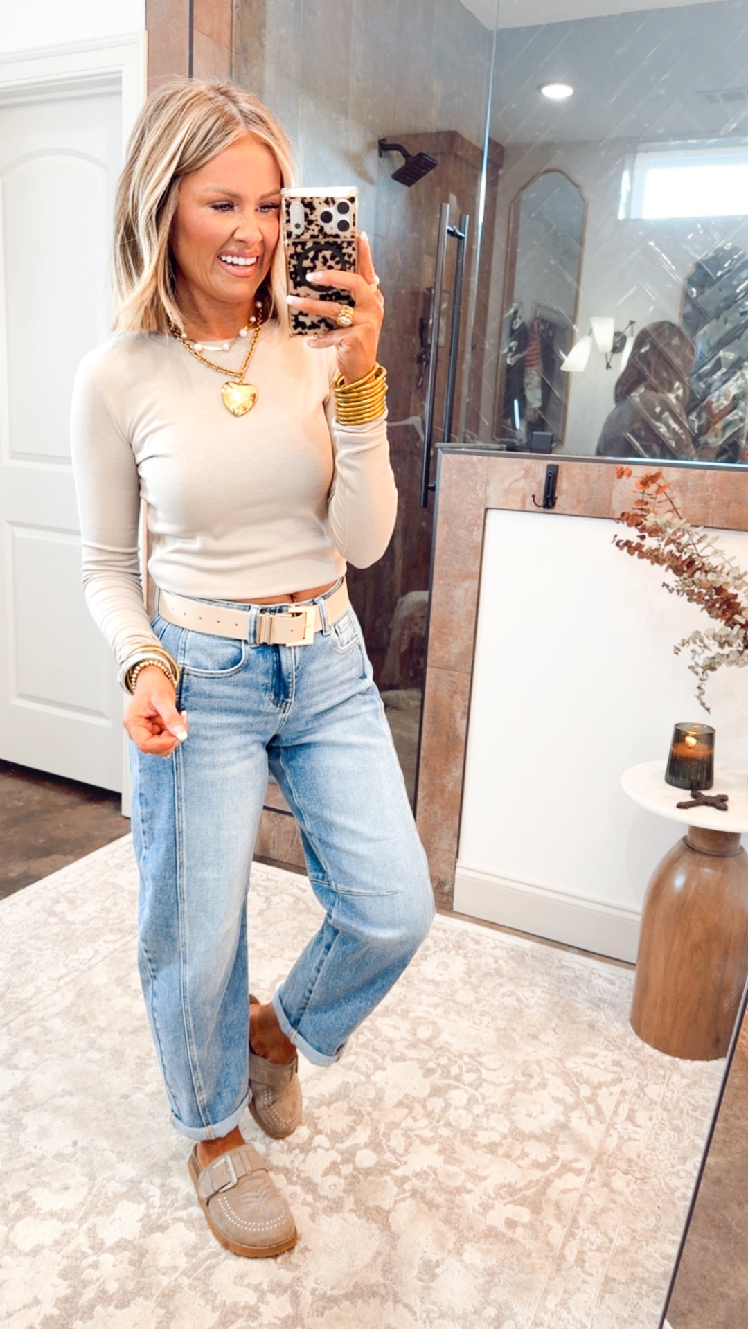 Round Neck Fitted Ribbed Top-Shell